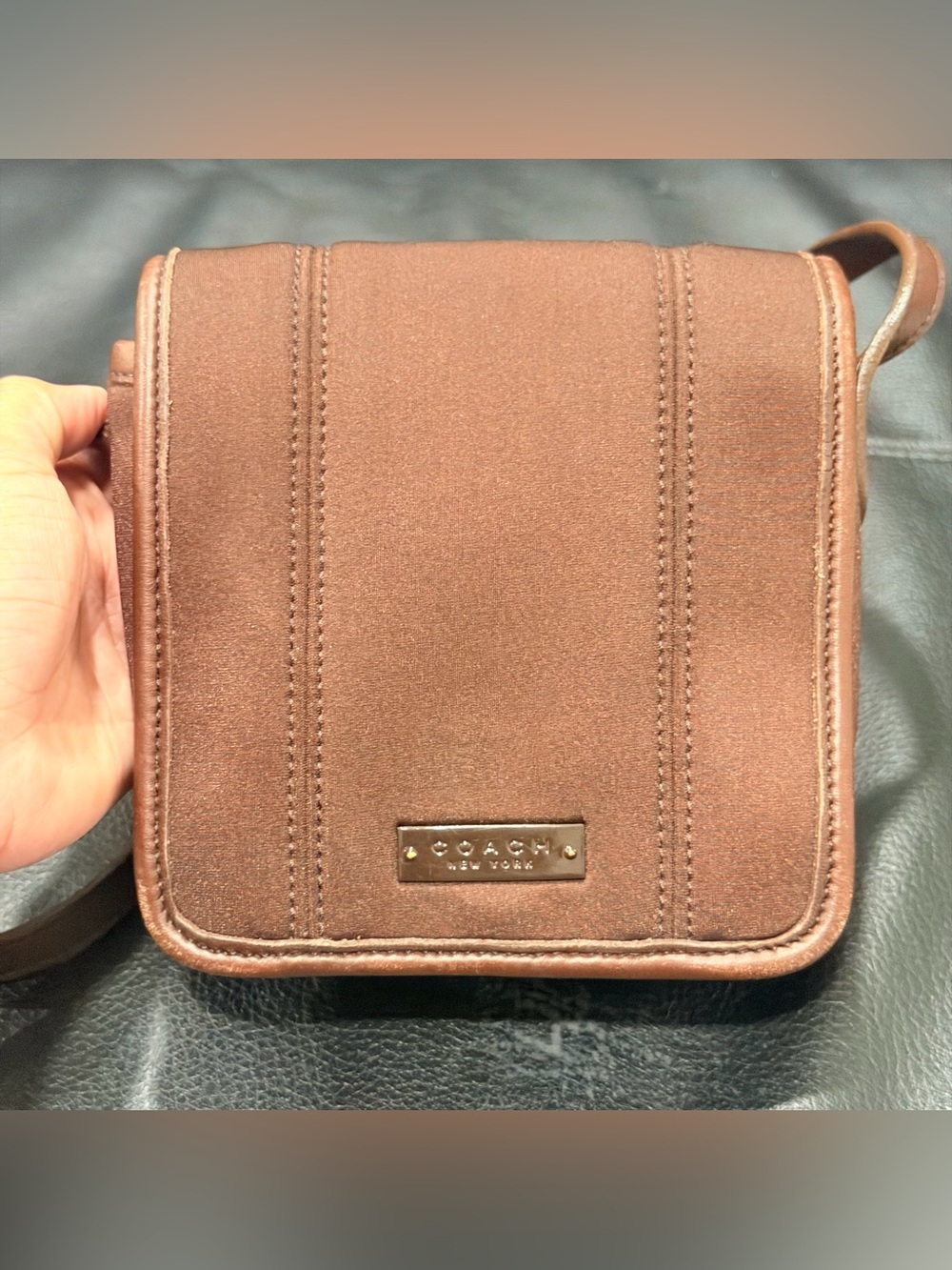 Vintage 1998 Coach Neo Mini Flap - Neoprene & Leather - Chocolate Brown